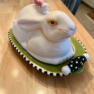 Mackenzie-Child’s lookalike?  Ceramic Bunny Butter/Cheese Dish